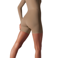 Combinaison de yoga moulante à manches longues et fermeture éclair sur le devant pour femme, respirante et extensible, idéale pour la gym et le fitness