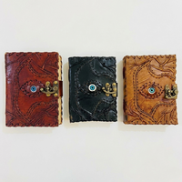 Carnet de notes vintage en cuir avec motif Troisième Œil et bords festonnés, idéal comme livre de sorts Hocus Pocus, cadeau ou décoration d'Halloween