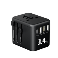 3.4A adaptor charger perjalanan universal Internasional semua dalam satu pengisi daya multifungsi ke AS Inggris EU AUS dengan