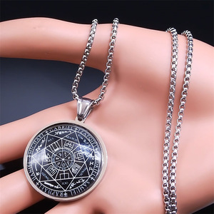 Collana con Pendente dei 7 Arcangeli, Sigillo <span class=keywords><strong>di</strong></span> <span class=keywords><strong>Salomone</strong></span> e Tetragrammaton, Gioiello Protettivo con Talismano degli Angeli per Uomo - Product Image 3