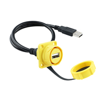 Connecteur de montage sur bride USB 2.0 étanche IP67 LSHITECH M21 pour applications industrielles avec câble d'extension de 1 à 5 m