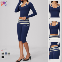 Nouvel Arrivage Ensemble de Yoga Effet Deux Pièces en Tissu Brossé pour Femme, Coupe Ajustée, Effet Ventre Plat, Effet Push-Up, Séchage Rapide, Tenue de Sport