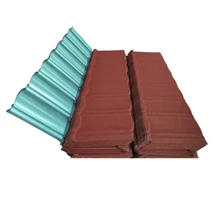 厂家价格热销流行屋顶材料粘结形状0.5毫米厚度砖红色彩石覆砂金属瓦屋顶