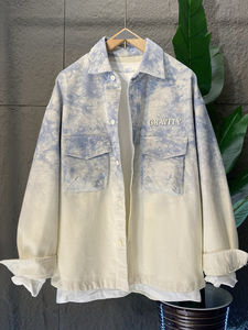 Automne nouveauté Streetwear cravate-teinture <span class=keywords><strong>Ombre</strong></span> veste brodée coupe ample unisexe manteau avec bouton décoration respirant - Product Image 4