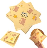 Sac en papier kraft plat recyclable pour sandwichs, déjeuners, pizzas, sushis, gelées et salades, avec motif ours mignon personnalisé