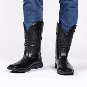 <span class=keywords><strong>Botas</strong></span> Vaqueras para <span class=keywords><strong>Hombre</strong></span>, <span class=keywords><strong>Punta</strong></span> <span class=keywords><strong>Cuadrada</strong></span>, <span class=keywords><strong>Botas</strong></span> Occidentales de Cuero Genuino con Diseño Patriótico Clásico, Antideslizantes, <span class=keywords><strong>Botas</strong></span> Cortas Robustas - Product Image 6