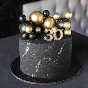 20 Stks/set Gouden Foam Ball Cake Toppers Set Voor Trouwdag, Verjaardagstaart Decoraties