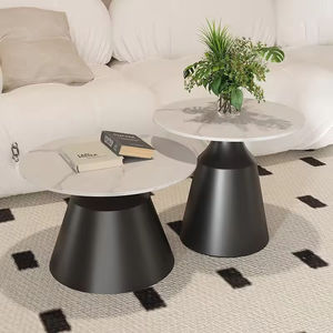 طاولة قهوة باللون الأسود والذهبي لوحة زاوية أعلى البوفيه طاولة جانبية مستديرة - Product Image 2