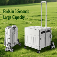 Chariot pliable à 6 roues pour monter les escaliers avec couvercle 50L pour le camping et les courses
