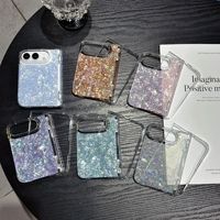 Coque de protection antichoc de luxe à motif coquillage dégradé doré pour Samsung Galaxy Z Flip/Fold 5 6 7 8