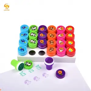 Shinyway-Conjunto de sellos de plástico para niños, sello de juguete personalizado no tóxico, autoentintable, 24 Uds.