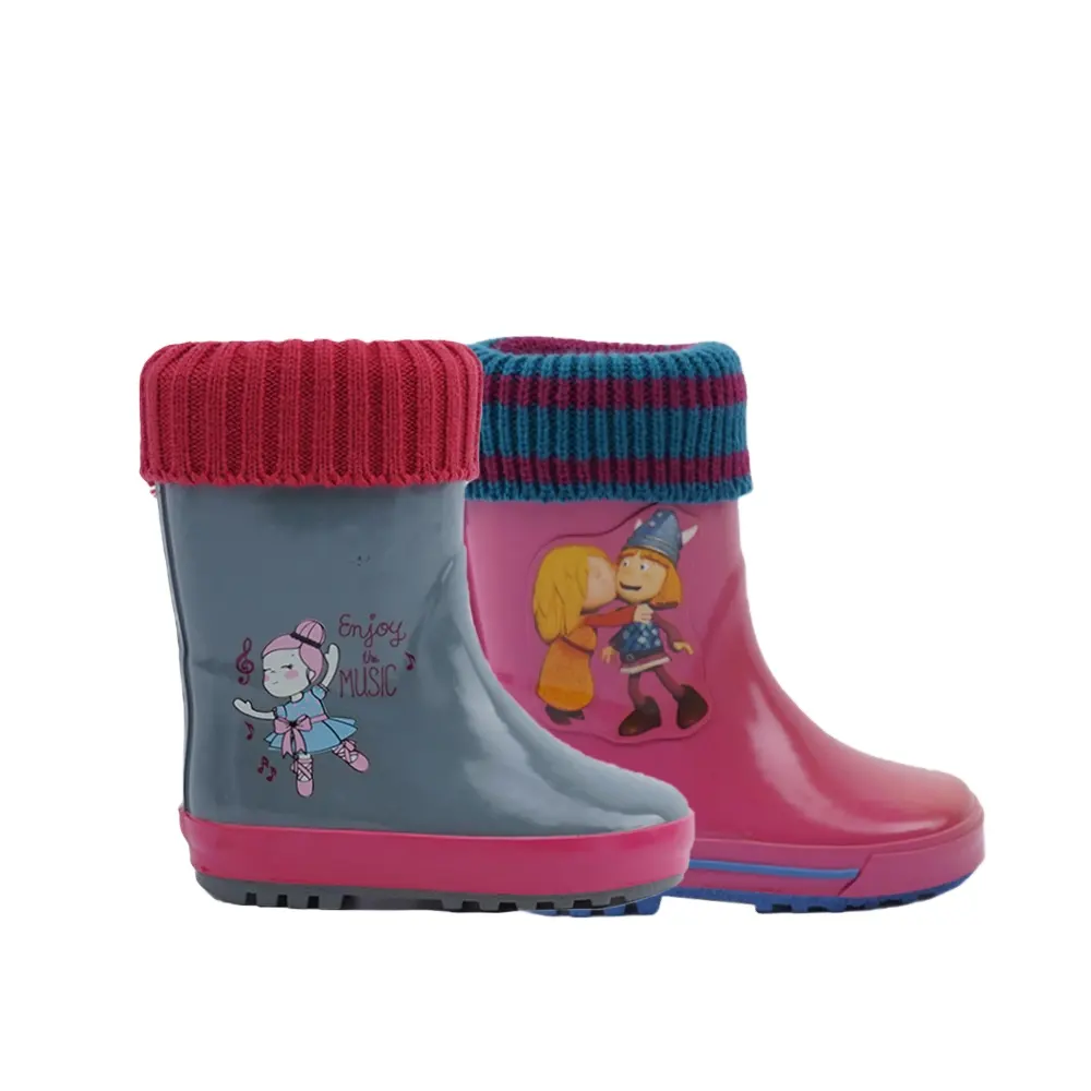 Alta qualidade crianças impermeáveis chuva sapatos botas cores sólidas rosa adorável meninas