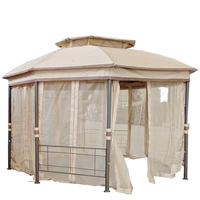 Gazebo hexagonal robuste pour l'extérieur, avec double toit et moustiquaire, abri de patio à structure métallique pour événements en plein air