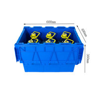 Conteneur empilable écologique de 60 L pour entrepôt avec couvercle, bac de rangement réutilisable en plastique, caisse de déménagement