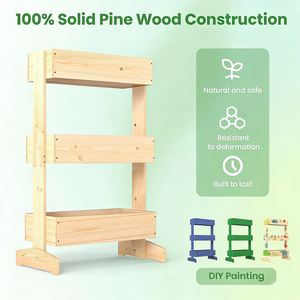 Jardinière Verticale Carrée à 3 Niveaux, 3 Boîtes à Fleurs <span class=keywords><strong>en</strong></span> <span class=keywords><strong>Bois</strong></span>, Autoportante, Écologique, Durable, pour Jardin Intérieur ou Extérieur - Product Image 5