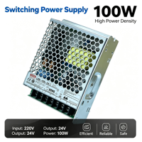 Alimentation à découpage encastrée LRS-100-24 100W avec sortie CC 24V stable pour caméras de vidéosurveillance et équipements de surveillance industrielle