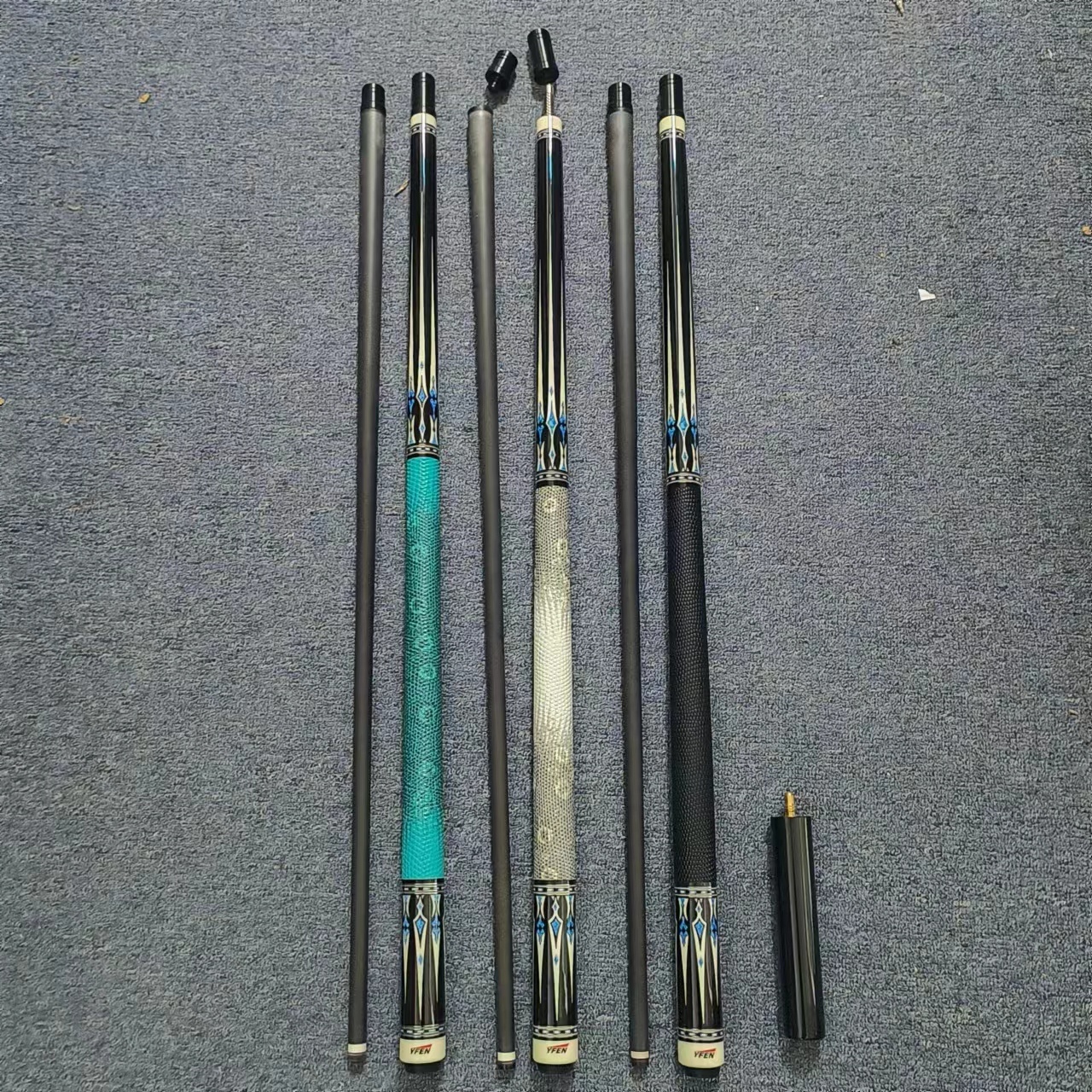 ビリヤード Yfen Carbon Fiber Cue Wavy Joint YFEN M7 SERIES New/ Baru FREE : Join Protector + Extension