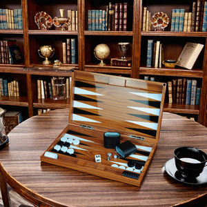 <span class=keywords><strong>Backgammon</strong></span> di Lusso Personalizzato da 21 Pollici per Tornei, Marrone con Set di Dadi - Product Image 1