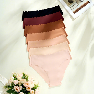 Sous-vêtements sans couture à bords ondulés, fins, respirants, sportifs, non-hanches, une pièce, taille moyenne, bikini pour femmes de grande taille - Product Image 1