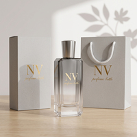 Flacons de parfum rectangulaires en verre teint sur mesure, flacons de parfum vides haut de gamme, pompe dorée métallique, vente en gros