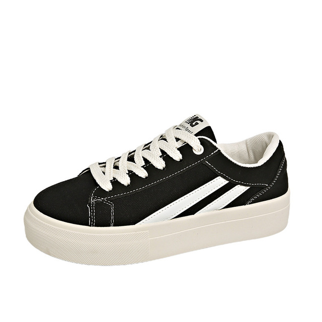 Women's Trendy Canvas Shoes Four Seasons All-Match Round-toe Shallow Mouth Lace-up Platform Board Sneakers Casual Sports Design
