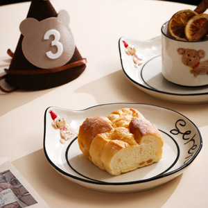 Set di tazze e piattini in ceramica per cuccioli dipinti a mano, adorabile tazza larga per <span class=keywords><strong>caffè</strong></span> e tè pomeridiano - Product Image 2