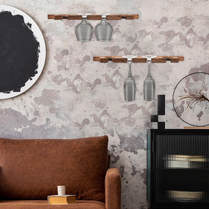 Portabicchieri in Legno, Porta Champagne Rustico, Mensola Sospesa per Bicchieri da Vino, Supporto da Parete in Legno per Feste, Cucina e Bar - Product Image 5