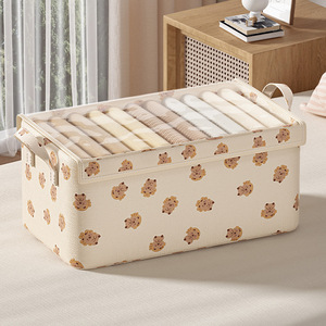 Clothing Organizer <b>Storage</b> Box Rectangle Foldable With Lid Cartoon Pattern For <b>Wardrobe</b> Pants Clothes Dormitory Use - Product Image 4