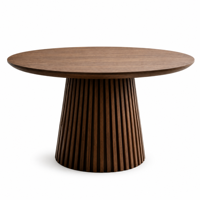 Table à manger contemporaine sur piétement, design de base cannelé, plateau extensible pour la décoration de salle à manger, très vendue, succès commercial