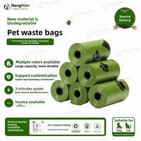 Sacs à déjections pour chiens et chats, entièrement biodégradables, épaissis, à base d'amidon de maïs EPI et de PBAT, avec un fort contrôle des odeurs, style à ouverture plate
