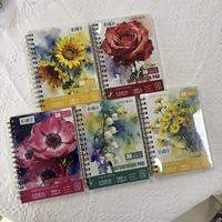 Carnet d'aquarelle Daqian personnalisé de haute qualité, 30 pages, couverture fleurie exquise, format 5,5 x 8,5 pouces, 300g
