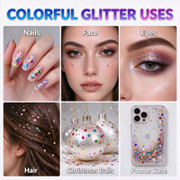 Paillettes en vrac multicolores KingCh en pots plastiques pour gobelets boule de neige, slime, maquillage de festival et visage