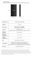 Lexar SL300 SSD externe portable 1 To 2 To USB3.2 Gen2 Type-C Interface Solid State Drive pour ordinateur