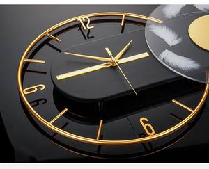 <span class=keywords><strong>นาฬิกา</strong></span>แขวนผนังแบบเข็มควอตซ์เรียบหรูสไตล์มินิมอล หน้าปัดเดียว เงียบ ใช้พลังงานจากแบตเตอรี่ สีดำทอง ตกแต่งบ้าน - Product Image 3
