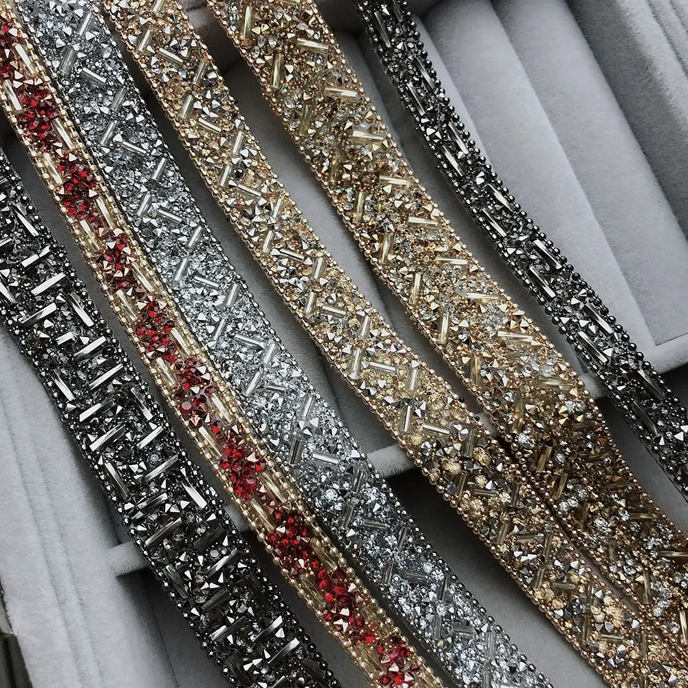 Fantezi renkli gümüş altın düzeltme büyük rhinestone trim giyim