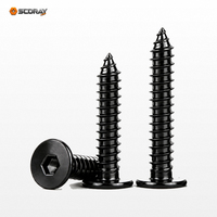 Sekrup Self Tapping Kepala Tipis Hex Socket Hitam PVD Baja Tahan Karat 304 CA M2 M2.5 M3 M3.5 M4 M4.5 M5 M6 M8 4-50mm Metrik A2