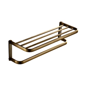 Portasciugamani da bagno in acciaio inossidabile a parete portasciugamani con ripiano doppio ripiano per uso domestico - Product Image 1