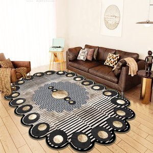 Tappeti Persiani in Cashmere a Pelo Lungo, Motivo a Spirali Bianche e Turchesi, Design Moderno e Astratto - Product Image 4