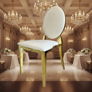 Chaises de réception de mariage de luxe en or blanc moderne pour les fêtes, les banquets de mariage en plein air, les événements dans le salon - Product Image 3