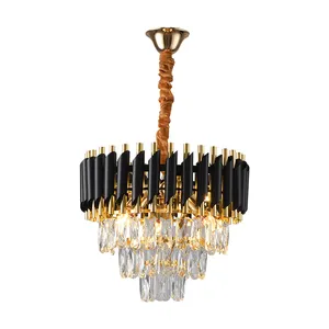 China Factory Small Crystal Natural Crystal Ceiling Pendant Light Black Vintage Crystal Chandelier