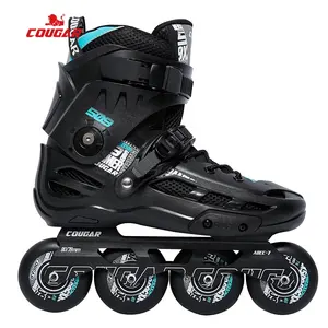 Skates inline para adultos, skates inline tamanho da correção do casal para adultos com revestimento duro preto e branco