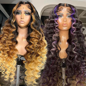 Trio de perruques en <span class=keywords><strong>cheveux</strong></span> péruviens lâches et profonds de 30 à 40 pouces, couleur ombrée avec racines foncées, mèches colorées, extensions de <span class=keywords><strong>cheveux</strong></span> bouclés et perruques pour femmes - Product Image 1