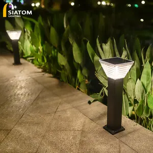 Lampe solaire, pilier lumineux carré, luminaire décoratif d'extérieur, idéal pour un jardin