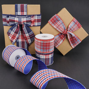 Großhandel 2,5 Zoll Doppelseitiges Buffalo Independence Day Band Nationalfeiertag Polyester Gartenflagge Dekoration Kariertes Drahtband - Product Image 4