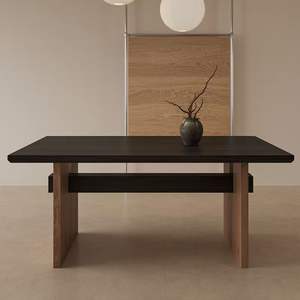 <b>Solid</b> <b>Wood</b> Dining <b>Table</b> Rectangle Black Multipurpose For Home Dining Room - Product Image 3