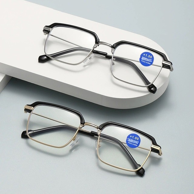 New High-End Mens HD Anti Blue Light Reading Glasses Middle-Aged Elderly Elegant Design Gold/Silver/Black Colors