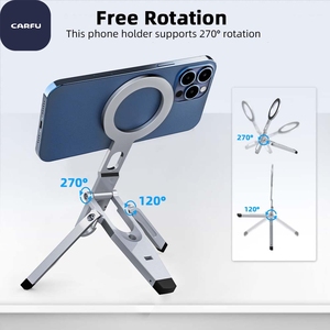 Trípode de Aluminio Plegable para Teléfono, Soporte de Escritorio de 3 Patas, Gancho de Mosquetón, Agarre Portátil para Vlog y Selfies, Compatible con 16, 15 y 14 - Product Image 2