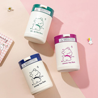 Cadeaux de baptême en gros, gobelets en verre à double paroi vert de 400 ml avec couvercle et paille, ours en peluche, boisson directe, écologiques, mignons