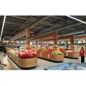 Maravillosa tienda de comestibles con soportes de exhibición Tienda de frutas personalizada Muebles de exhibición de diseño interior para frutas