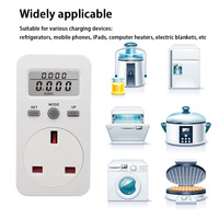 Meter Energi LCD Layar Kecil PMB03-UK Colokan UK, Pemantau Daya, Pengukur Tegangan kWh, Akurasi 2%